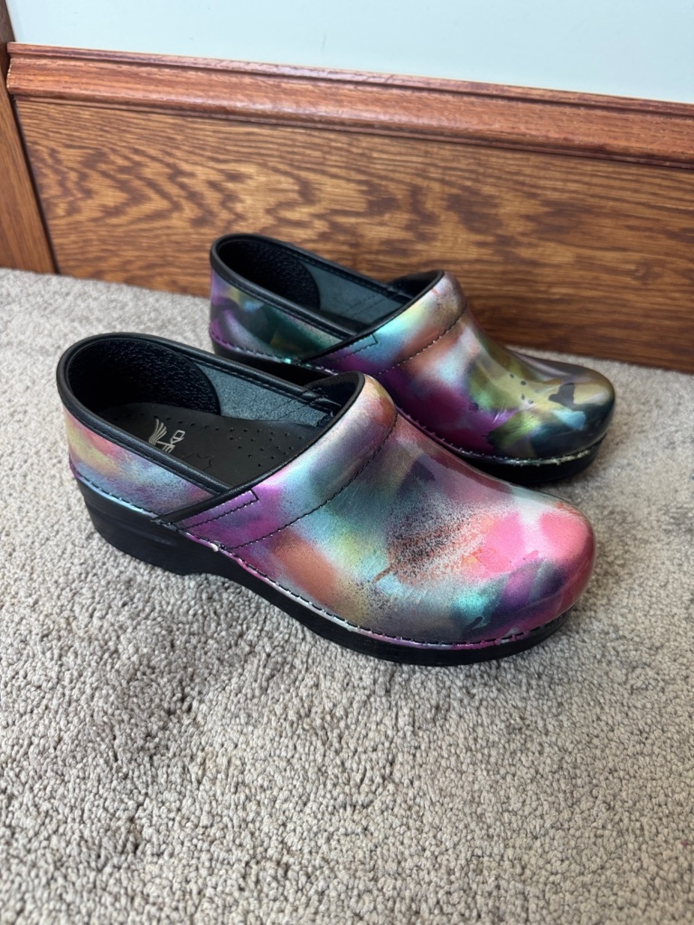 Dansko Professional Multicolor Abstract Leather Clogs Comfort Shoes SIZE 37